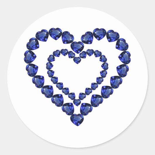 Blue Sapphire Heart Ronde Sticker (Voorkant)