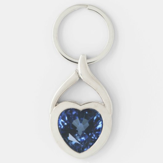 Blue Sapphire Heart Sleutelhanger (Voorkant)
