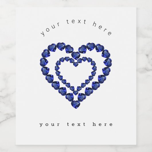 Blue Sapphire Heart Wijn Etiket (Enkel label)