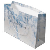 Blue Sapphire Marble Metallic Gift Gray Silver VIP Large Cadeautasje (Achterkant Gekanteld)