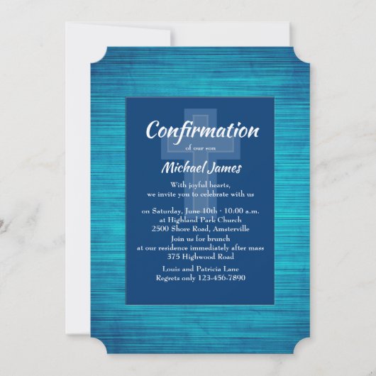 Blue Sapphire Religious Invitation Kaart (Voorkant)