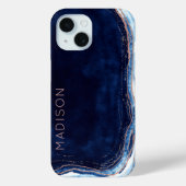 Blue Sapphire & Roos Gold Geode Agate Personalized Case-Mate iPhone Case (Achterkant)