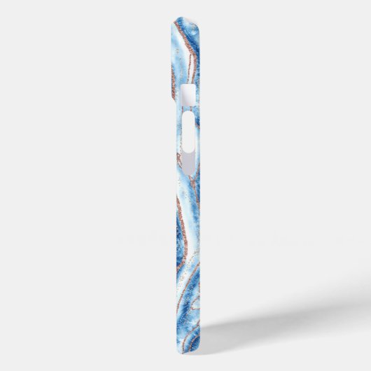 Blue Sapphire & Roos Gold Geode Agate Personalized Case-Mate iPhone Case (Achterkant / Links)