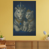 Blue Sapphire Royal White Tiger Family · Luxury Fi Canvas Afdruk (Insitu (Woonkamer))
