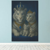 Blue Sapphire Royal White Tiger Family · Luxury Fi Canvas Afdruk (Insitu (Houten vloer))