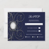 Blue Sapphire & Silver Diamond Jubileum RSVP Kaart (Voorkant)