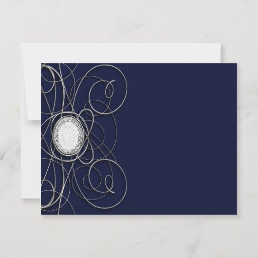 Blue Sapphire & Silver Diamond Jubileum RSVP Kaart (Achterkant)