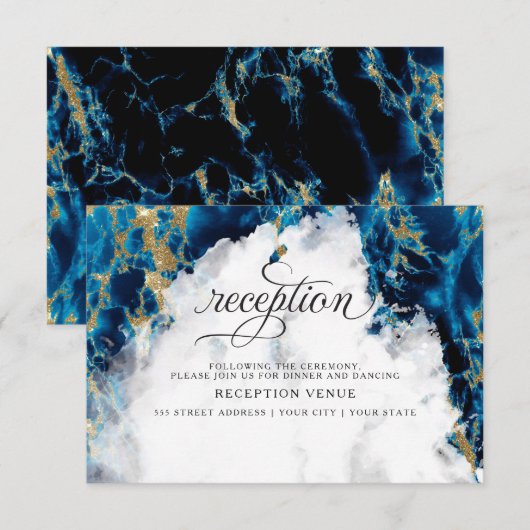 Blue Sapphire Waterverf Geode BarefootBride™ Kaart (Voorkant / Achterkant)