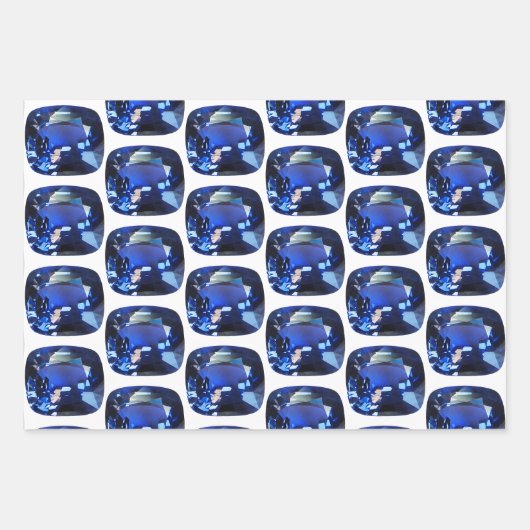 Blue Sapphire Wrapping Paper Cushion Gemstone (Voorkant)