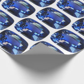 Blue Sapphire Wrapping Paper Cushion Gemstone Cadeaupapier (Hoek)