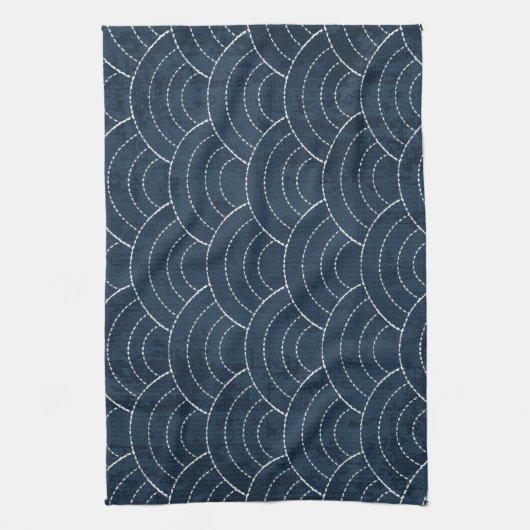 Blue Sashiko Theedoek (Verticaal)