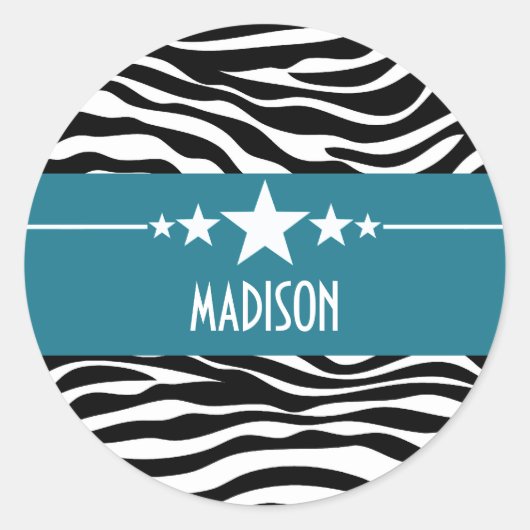 Blue Sassy Star-Stickers Ronde Sticker (Voorkant)