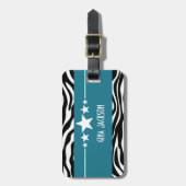 Blue Sassy Star Zebra Bagagelabel (Voorkant verticaal)