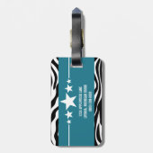 Blue Sassy Star Zebra Bagagelabel (Achterkant verticaal)