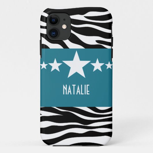 Blue Sassy Star Zebra BT iPhone 5 Hoesje (Achterkant)