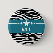 Blue Sassy Star Zebra Button (Voorkant)