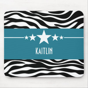 Blue Sassy Star Zebra Mousepad Muismat