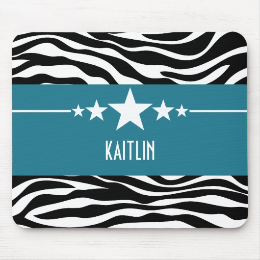 Blue Sassy Star Zebra Mousepad Muismat (Voorkant)