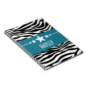 Blue Sassy Star Zebra Notitieboek (Rechterzijde)