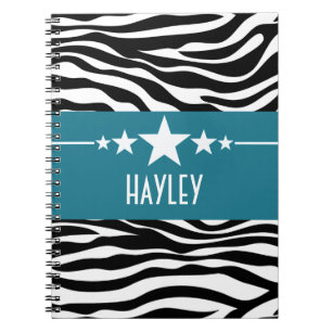 Blue Sassy Star Zebra Notitieboek