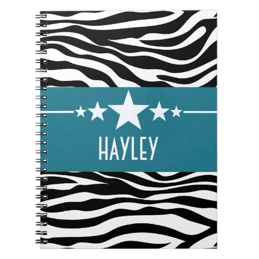Blue Sassy Star Zebra Notitieboek (Voorkant)