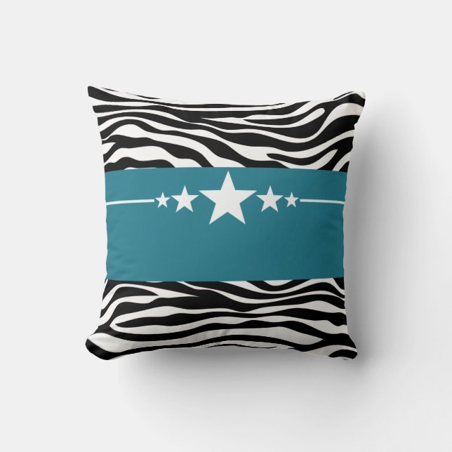 Blue Sassy Star Zebra Pillow Kussen (Voorkant)