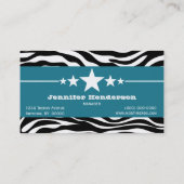 Blue Sassy Star Zebra Print Visitekaartje (Achterkant)