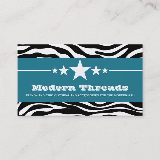 Blue Sassy Star Zebra Print Visitekaartje (Voorkant)