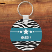 Blue Sassy Star Zebra Sleutelhanger (Voorkant)