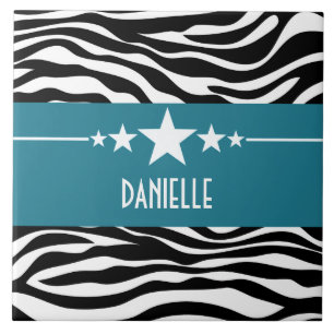 Blue Sassy Star Zebra Tegel Tegeltje