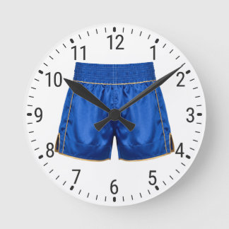 Blue Satin Boxing Shorts Trunk Boxer Decor Ronde Klok
