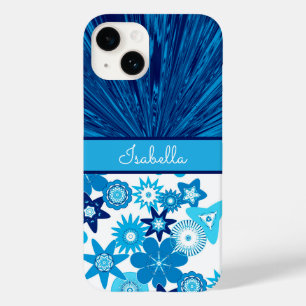 Blue Satin in Flowers Monogram Case-Mate iPhone 14 Hoesje