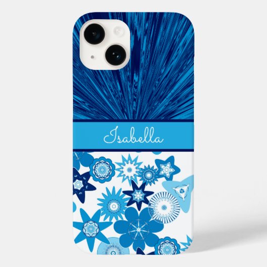 Blue Satin in Flowers Monogram Case-Mate iPhone Case (Achterkant)