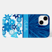 Blue Satin in Flowers Monogram Case-Mate iPhone Case (Achterkant (horizontaal))