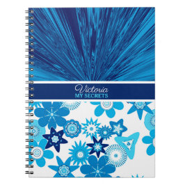 Blue Satin in Flowers Personalized Journal Notitieboek