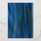 Blue Satin met Gold Peacock en Ganesha Wedding Folie Uitnodiging (Achterkant)