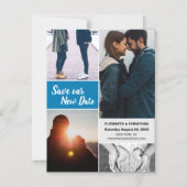 Blue Save our New Date Weddenfoto Magnetische Uitnodiging (Voorkant)