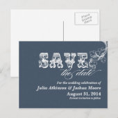 Blue  Save the Date briefkaarten (Voorkant / Achterkant)