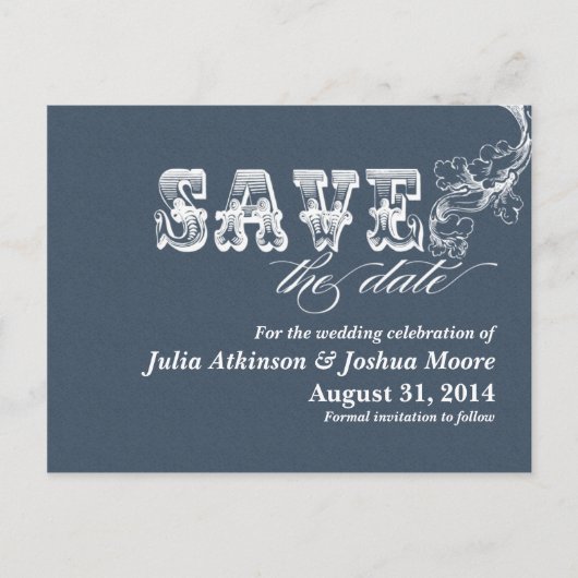 Blue  Save the Date briefkaarten (Voorkant)