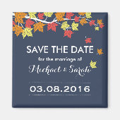 Blue Save the Date Maple Leaf Fall Wedding Magnet (Voorkant)