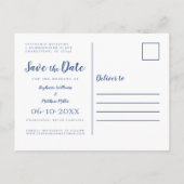 Blue Save the Date Sjabloon Wedding Simple Modern (Achterkant)