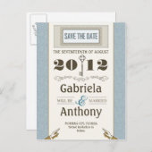 Blue  Save the Date Unique briefkaarten (Voorkant / Achterkant)