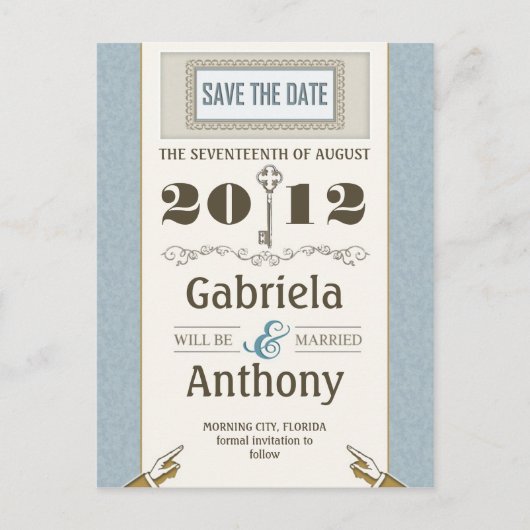 Blue  Save the Date Unique briefkaarten (Voorkant)