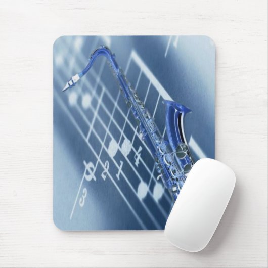 Blue Saxophone Mousepad Muismat (Met muis)
