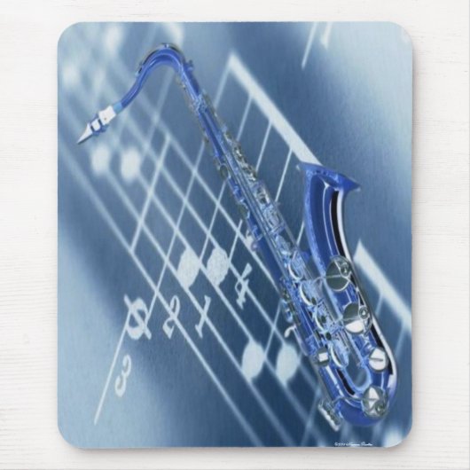 Blue Saxophone Mousepad Muismat (Voorkant)