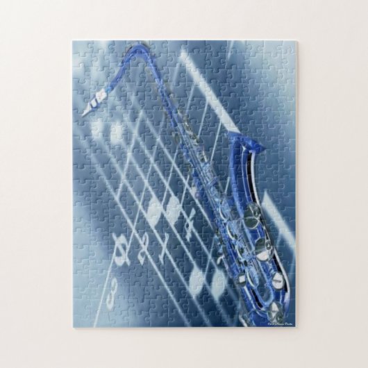 Blue Saxophone Puzzle Legpuzzel (Verticaal)