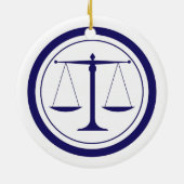 Blue Scales of Justice Silhouette Keramisch Ornament (Achterkant)