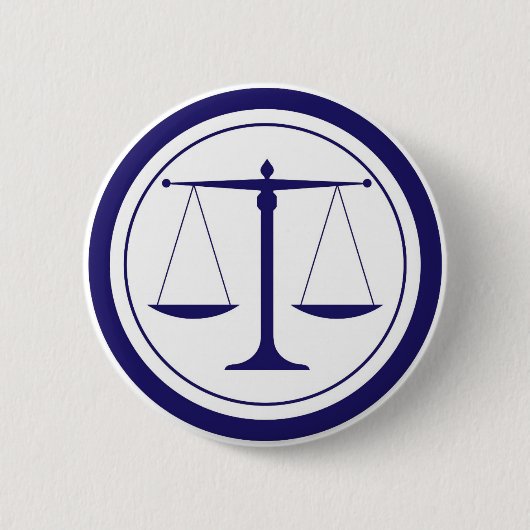 Blue Scales of Justice Silhouette Ronde Button 5,7 Cm (Voorkant)