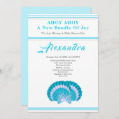 Blue Scallop Shell Ahoy het is een Baby shower van (Voorkant / Achterkant)