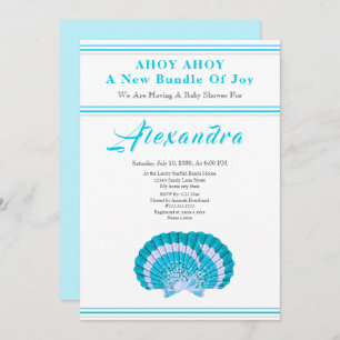 Blue Scallop Shell Ahoy het is een Baby shower van